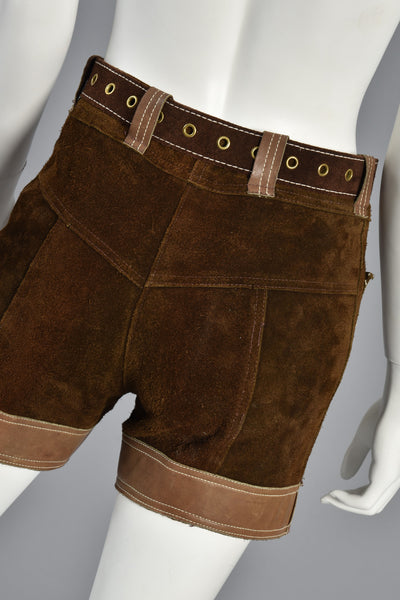 Almost Famous 60s Leather + Suede High Waisted Shorts