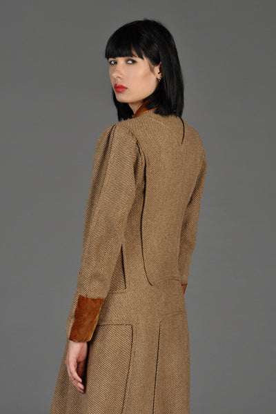 Incredible Edwardian Tweed + Velvet Maxi Coat