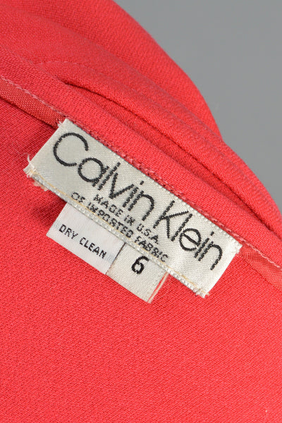 Calvin Klein 1990s Coral Wool Trumpet Skirt