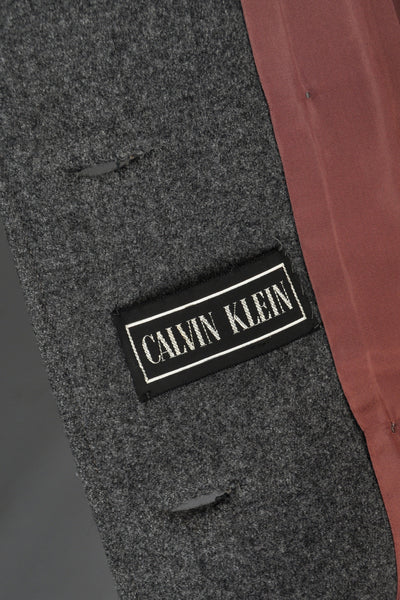 Calvin Klein 1970s Minimalist Charcoal Wool Coat
