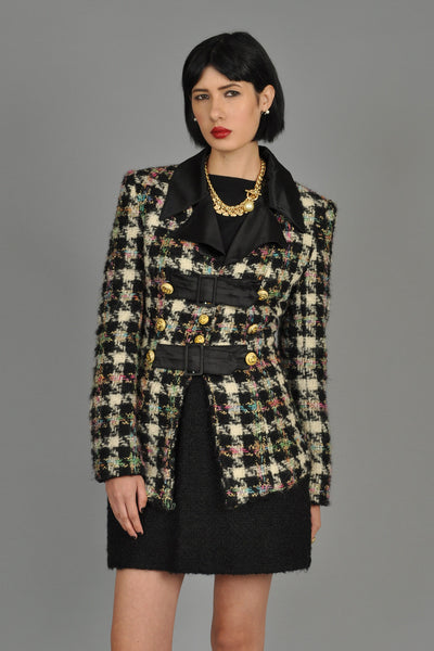 Carling 90s Rainbow Boucle Houndstooth Wool Suit