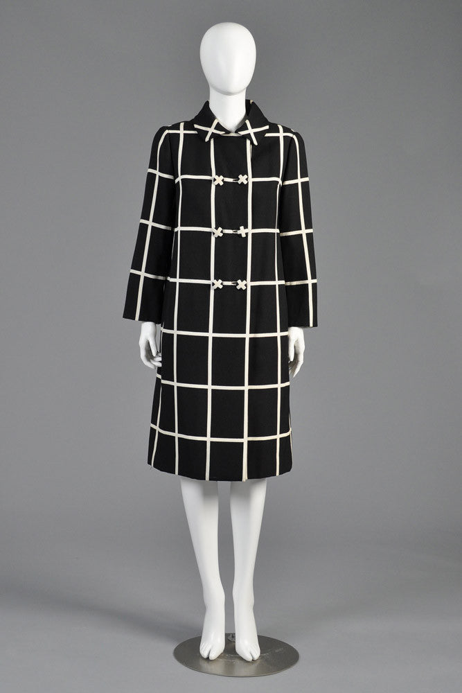 Castillo Vintage 1960s Black + White Plaid Coat