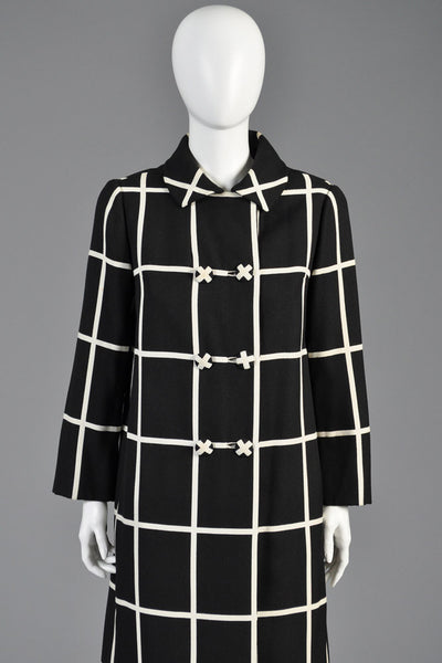 Castillo Vintage 1960s Black + White Plaid Coat