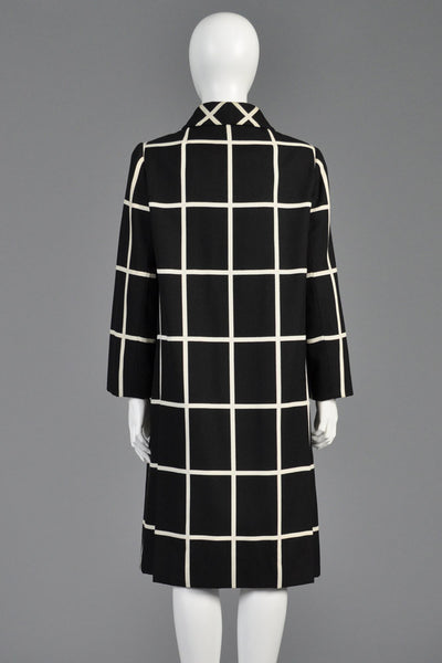 Castillo 1960s Black + White Plaid Coat