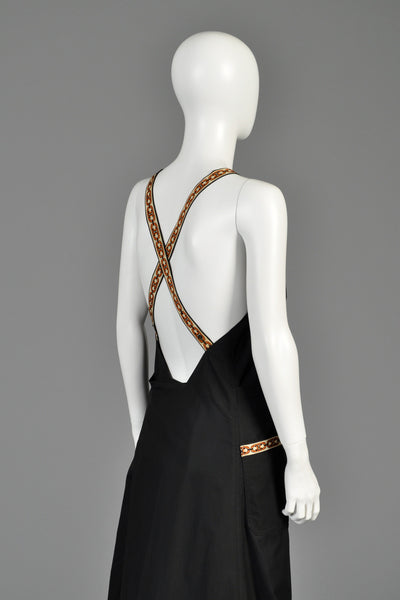 Celine 1970s Maxi Wrap Dress with Logo Straps