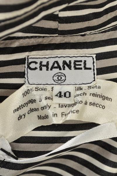 Chanel Silk Pinstripe Blouse with Ascot
