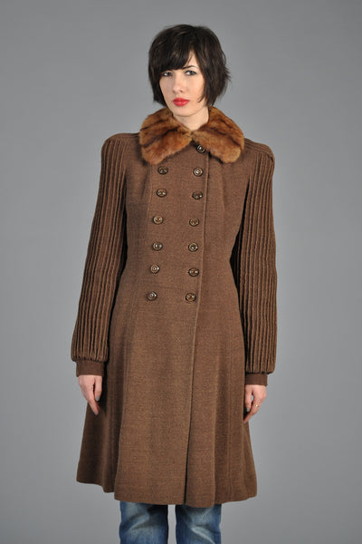 1930s Russian Squirrel Pin-Tuck Sleeve Coat