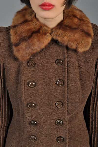 1930s Russian Squirrel Pin-Tuck Sleeve Coat