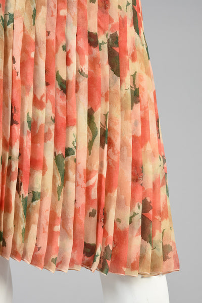 1990s Christian Dior Numbered Pleated Floral Silk Skirt