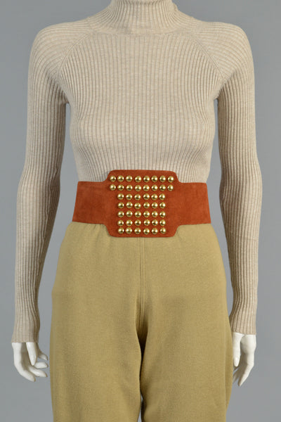 Massive 1970s Christian Dior Studded Suede Belt