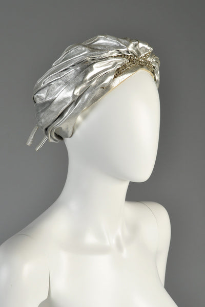 Christian Dior 60s Metallic Silver Jeweled Turban