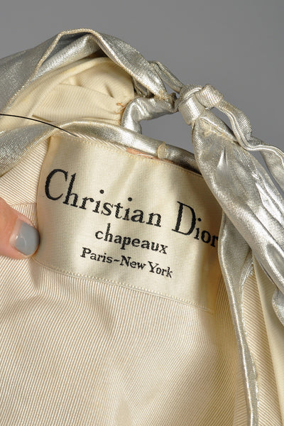 Christian Dior 60s Metallic Silver Jeweled Turban