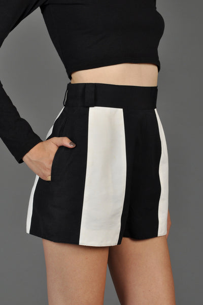 Claude Montana Black + White Colorblock Shorts
