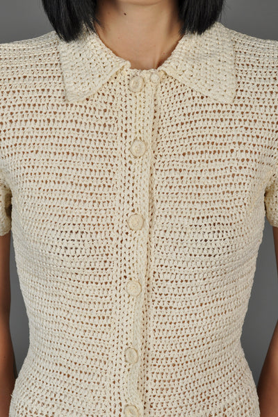 Short Sleeved Button Front Knit Maxi Dress w/Slit