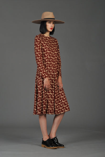 Diane Von Furstenberg 1970s Maple Leaf Jersey Knit Midi Dress