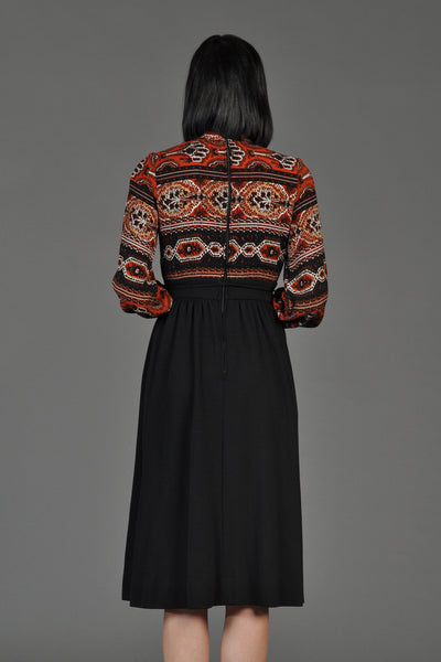 Donald Brooks 1960s Ethnic Wool Dress Set