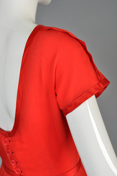 c 1951 James Galanos Cherry Red Silk Chiffon Party Dress