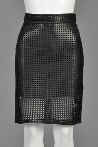 Gianfranco Ferre Cutout Leather Cage Skirt