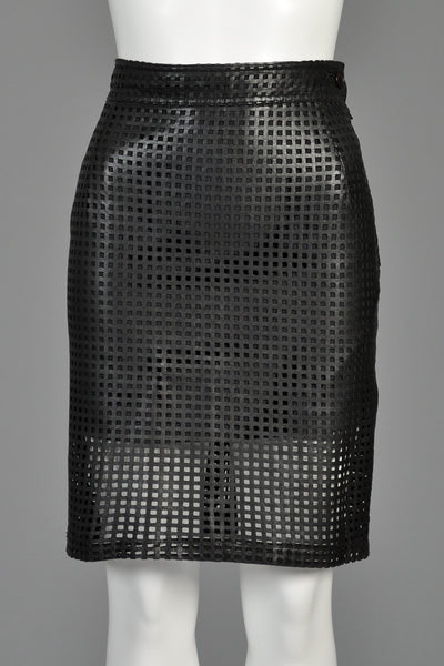Gianfranco Ferre Cutout Leather Cage Skirt
