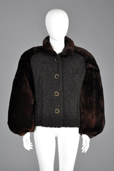 Givenchy Persian Lamb Coat w/Sheared Beaver Sleeves
