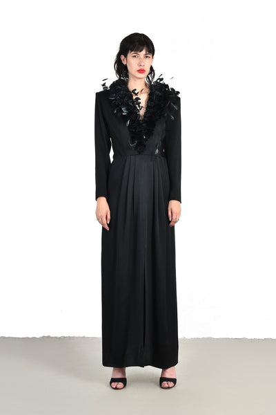 Dramatic Givenchy Plunging Couque Feather Neck Gown