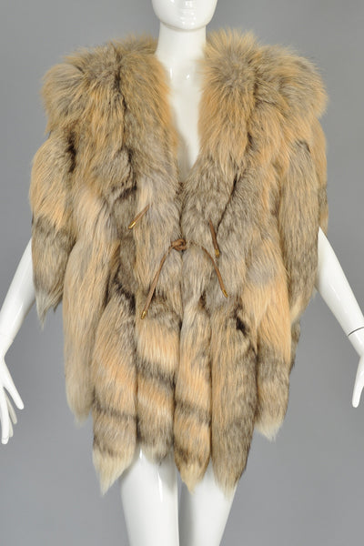 Golden Island Fringed Fox Tail Fur Gilet