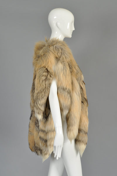 Golden Island Fringed Fox Tail Fur Gilet