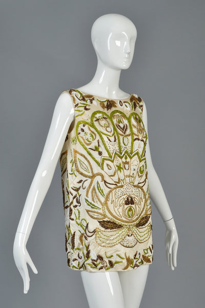Art Nouveau Inspired 1960s Beaded Tunic Top