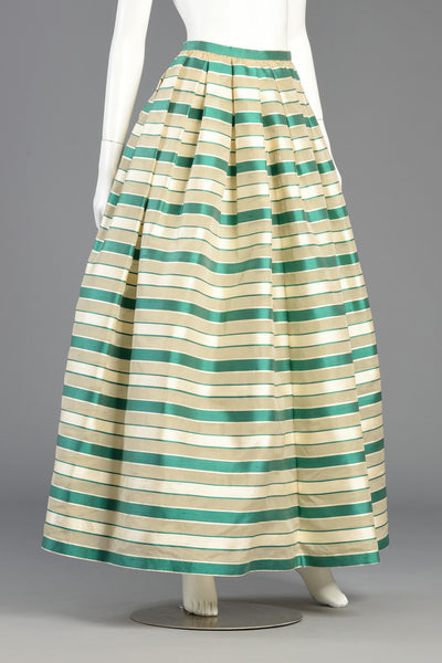 Gloria Stunning 1960s Saks 5th Ave Silk Organza Striped Maxi Skirt