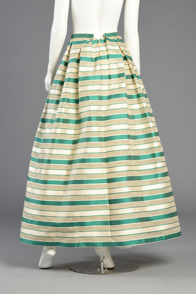 Gloria Stunning 1960s Saks 5th Ave Silk Organza Striped Maxi Skirt