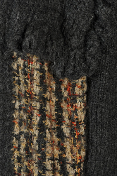 Hand Knit Flecked Wool Cardigan w/Ruffled Shoulders
