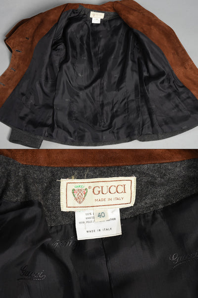 Gucci Wool + Suede Avant Garde Blazer Jacket