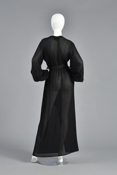 Sheer Grecian Pleated Halston Gown w/Blouson Sleeves