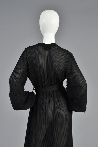 Sheer Grecian Pleated Halston Gown w/Blouson Sleeves