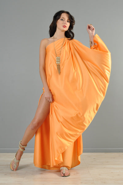 Halston 1970s One-Shouldered Evening Gown