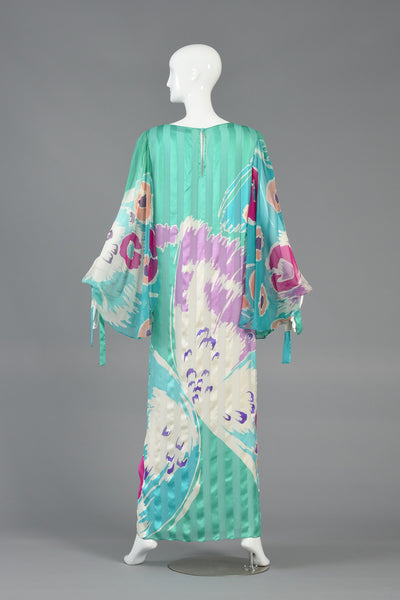 Hanae Mori Silk Caftan w/Massive Draped Sleeves