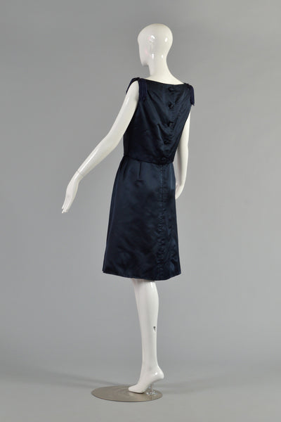 Harvey Berin Silk Cocktail Dress w/Tassel Fringe Shoulders