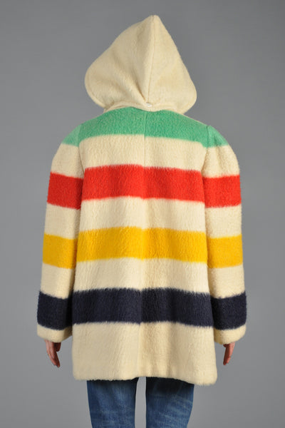 Hudson Bay Striped Hooded Blanket Coat