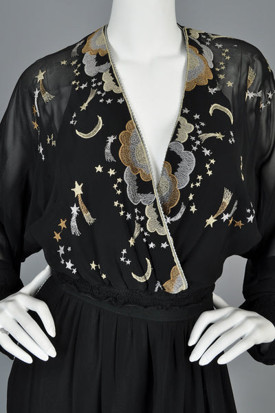 Janice Wainwright 1970s Moon and Star Embroidered Ensemble