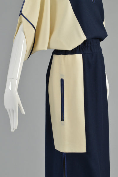 Janice Wainwright Colorblock Kimono Style Wool Dress
