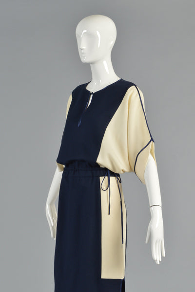 Janice Wainwright Colorblock Kimono Style Wool Dress