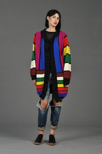 Jean Muir Graphic Rainbow Stripe Knit Cardigan