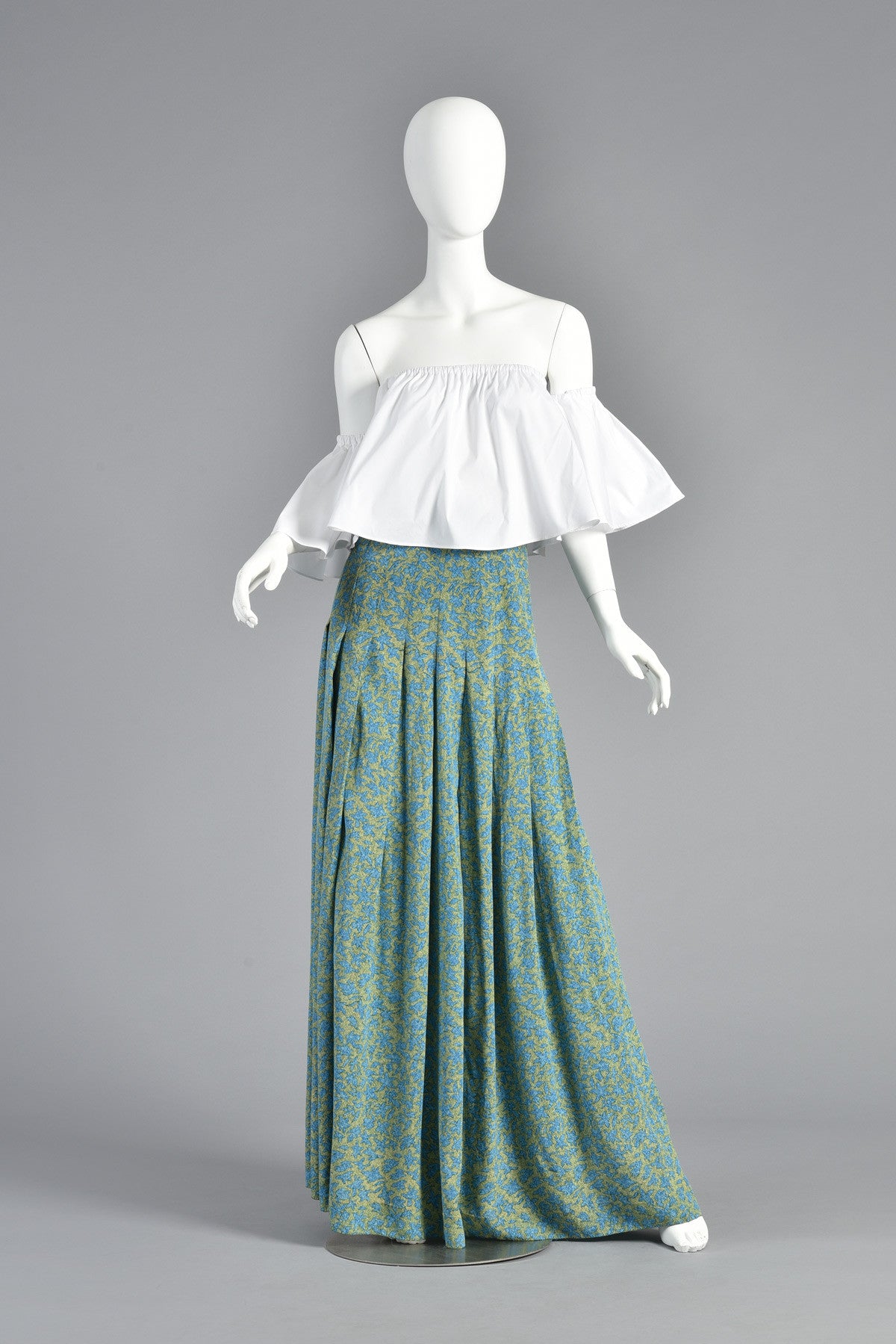 Jean Patou 60s High Waist Silk Floral Maxi Skirt