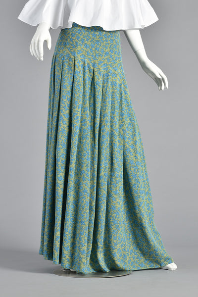 Jean Patou 60s High Waist Silk Floral Maxi Skirt