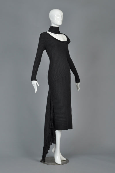 Vintage Jean Paul Gaultier Charcoal Knit Scarf Dress