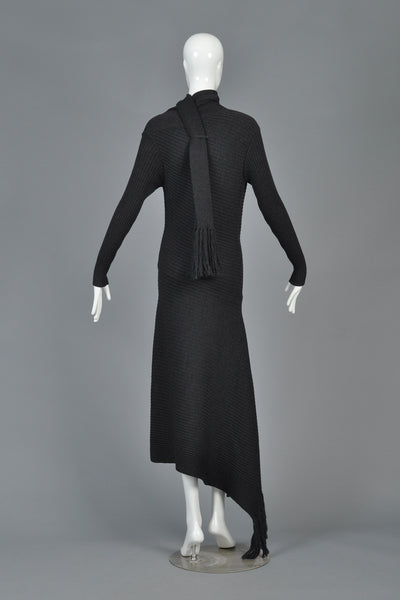 Iconic Jean Paul Gaultier Charcoal Knit Scarf Dress