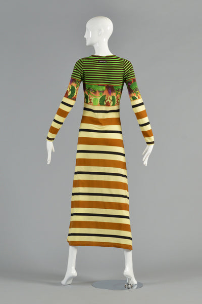 Jean Paul Gaultier 1990s Graphic Egyptian Stripe Maxi Dress