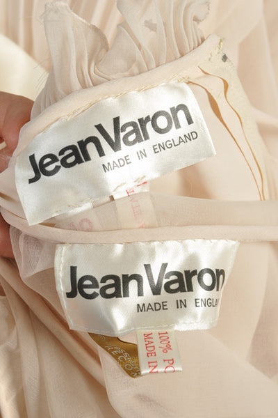 Jean Varon 1970s Tiered Chiffon Maxi Dress + Jacket