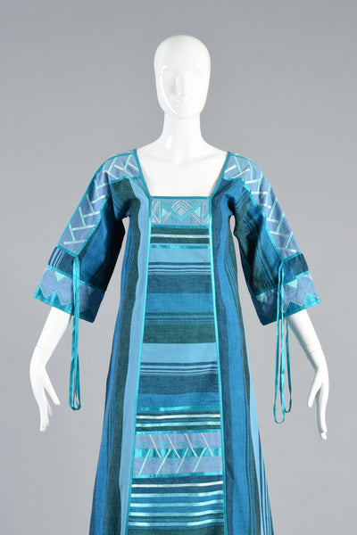 Josefa 1970s Embroidered Bohemian Maxi Dress