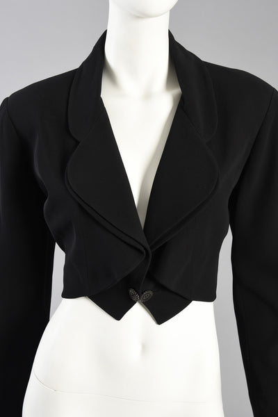 Karl Lagerfeld Cropped Black Tuxedo Bolero Jacket